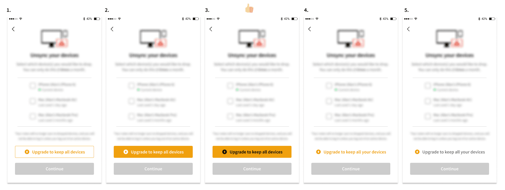 Upgrade CTA iterations