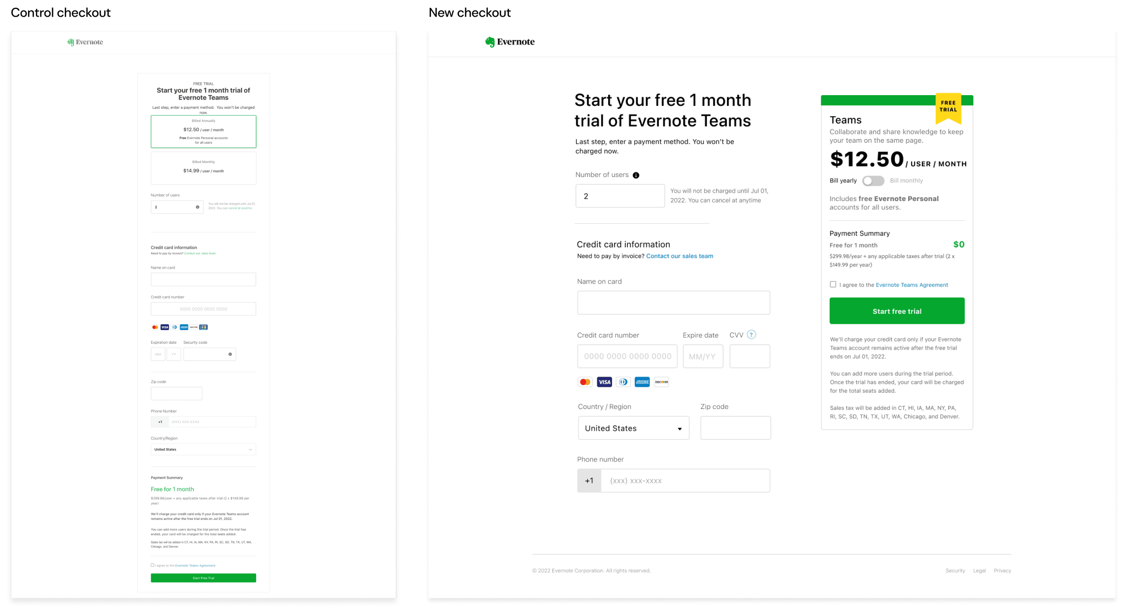 Checkout redesign